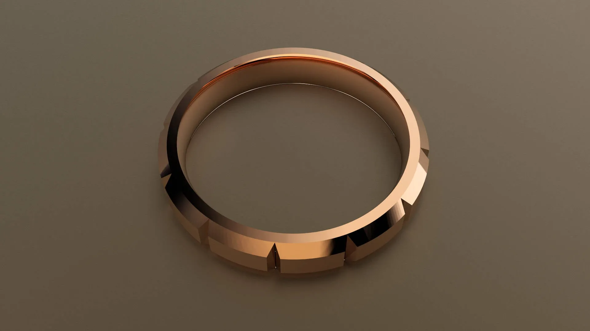 Brushed Rose Gold 4mm Beveled Edge Segmented Wedding Band
