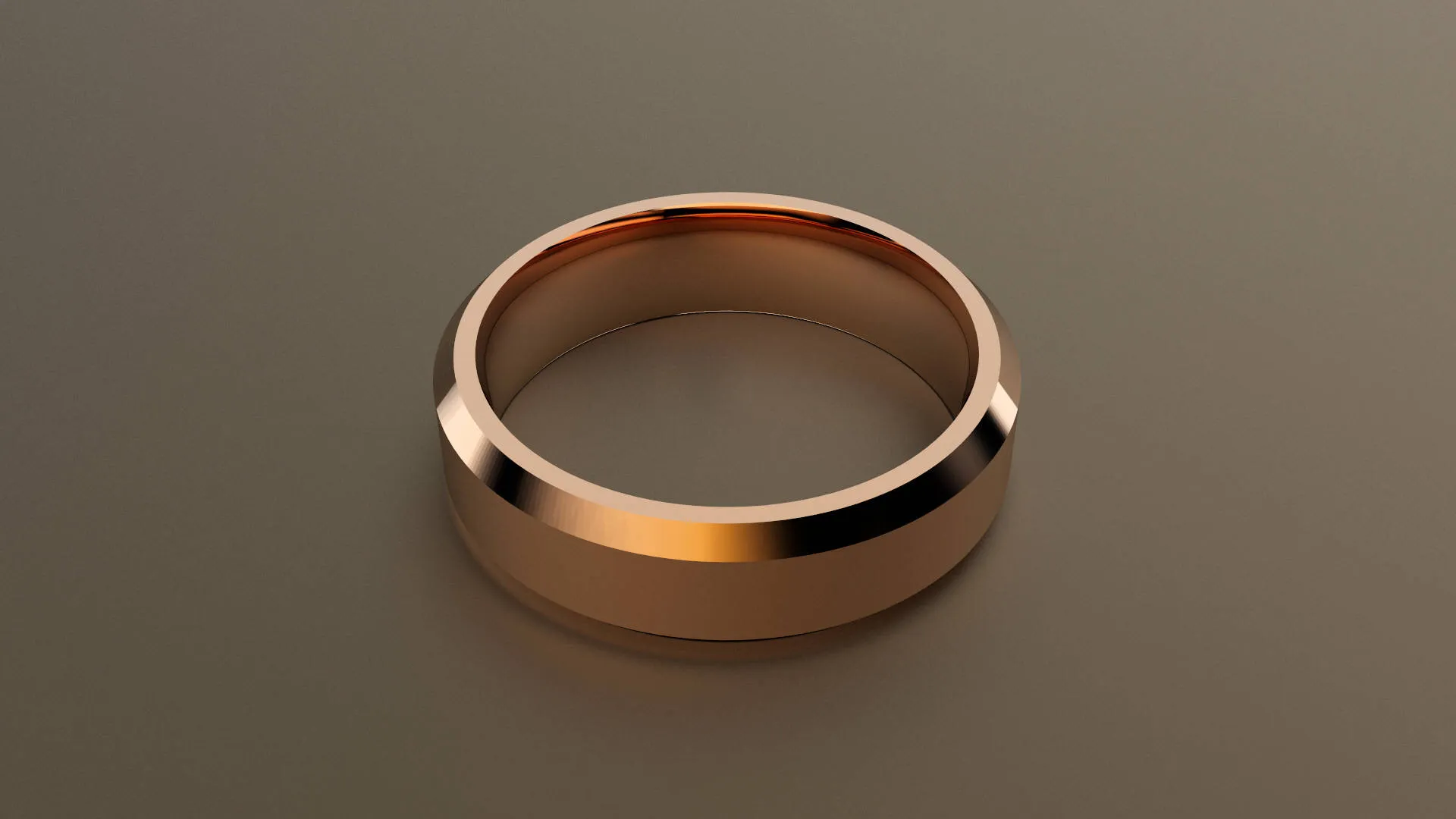 Brushed Rose Gold 6mm Beveled Edge Wedding Band