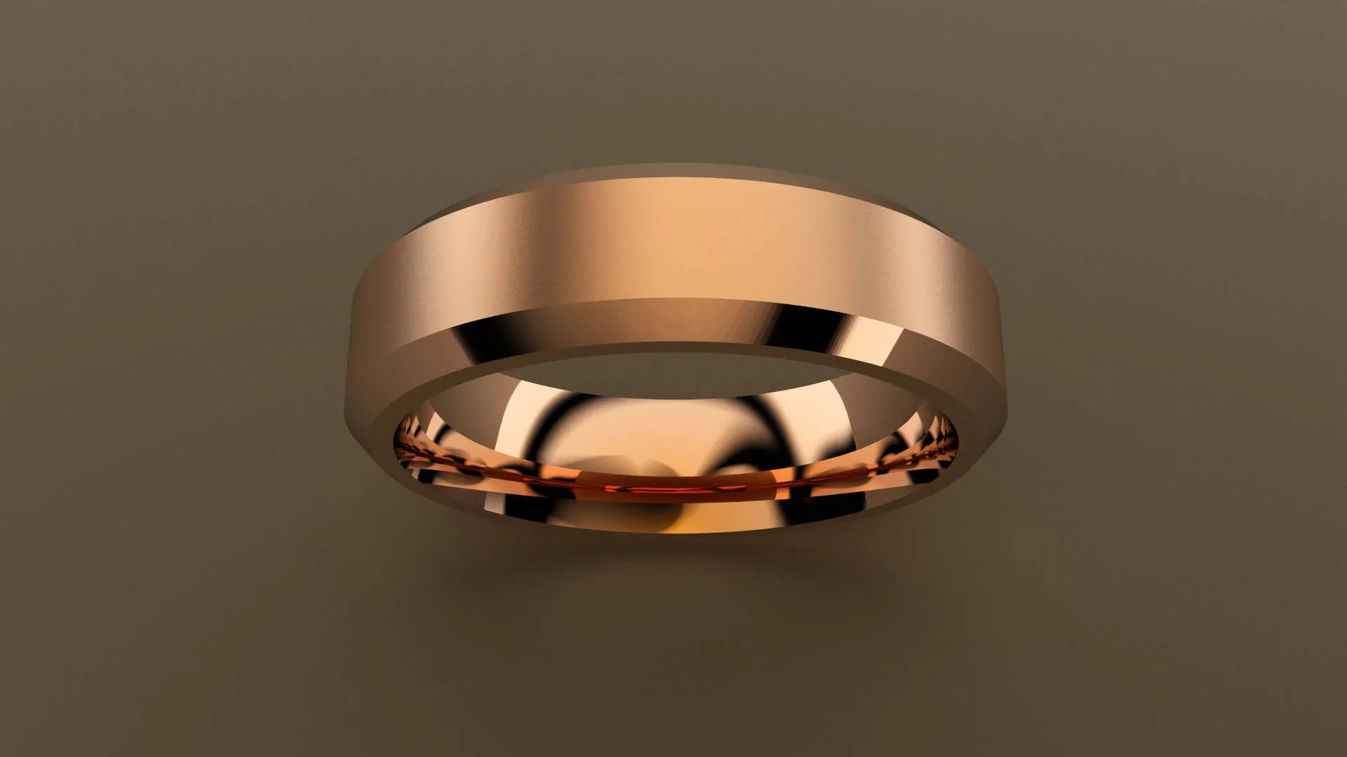 Brushed Rose Gold 6mm Beveled Edge Wedding Band