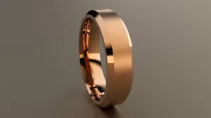 Brushed Rose Gold 6mm Beveled Edge Wedding Band