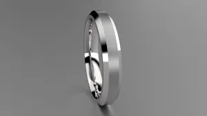 Brushed Sterling Silver 4mm Beveled Edge Wedding Band
