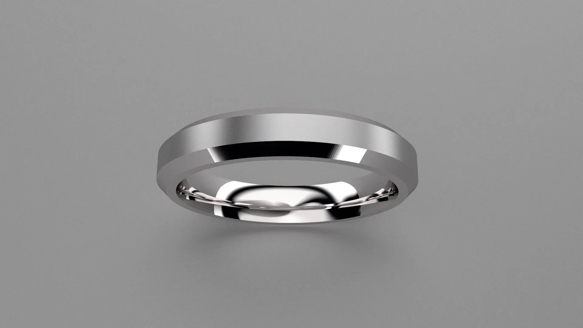 Brushed Sterling Silver 4mm Beveled Edge Wedding Band