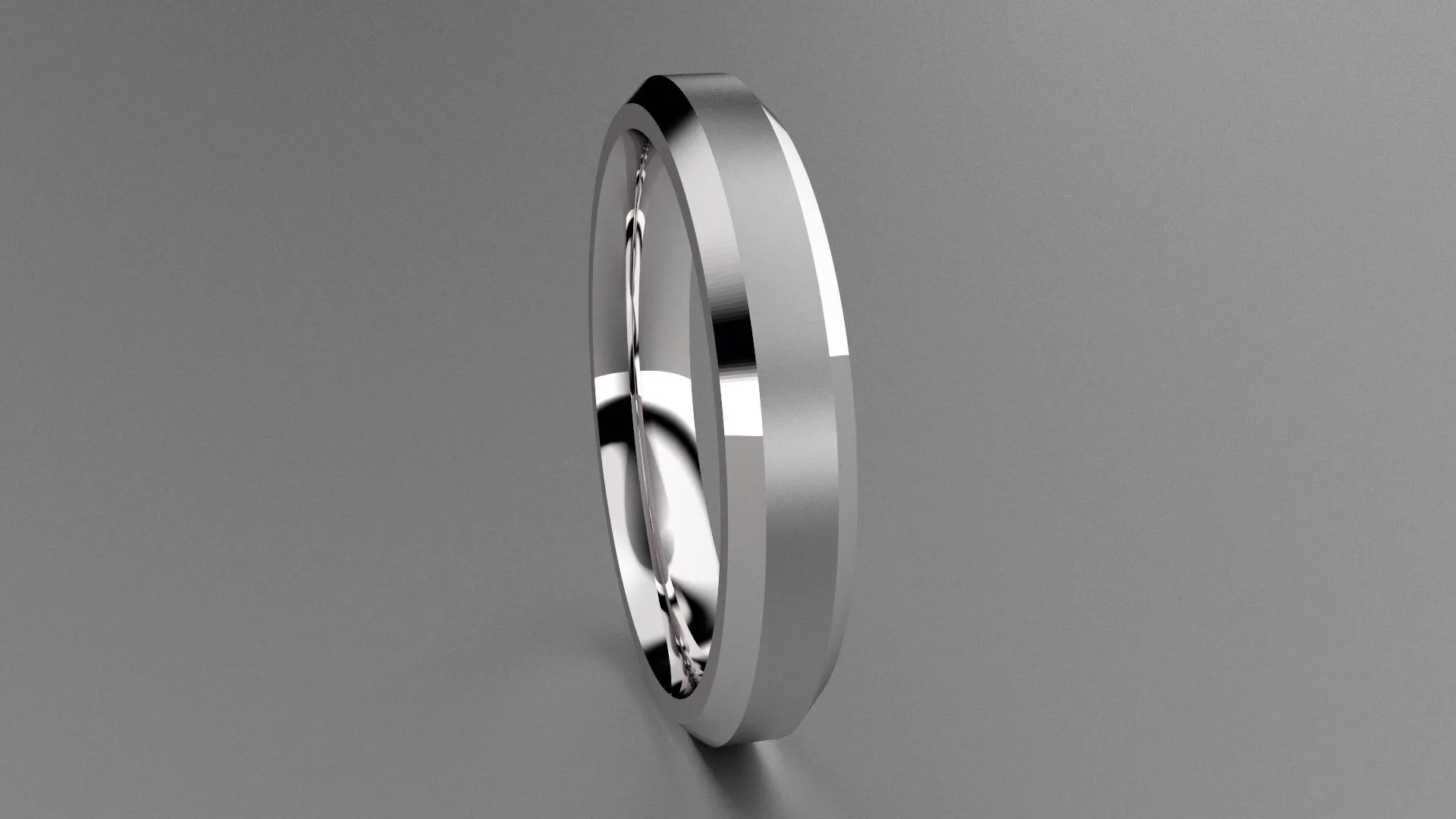 Brushed Sterling Silver 4mm Beveled Edge Wedding Band