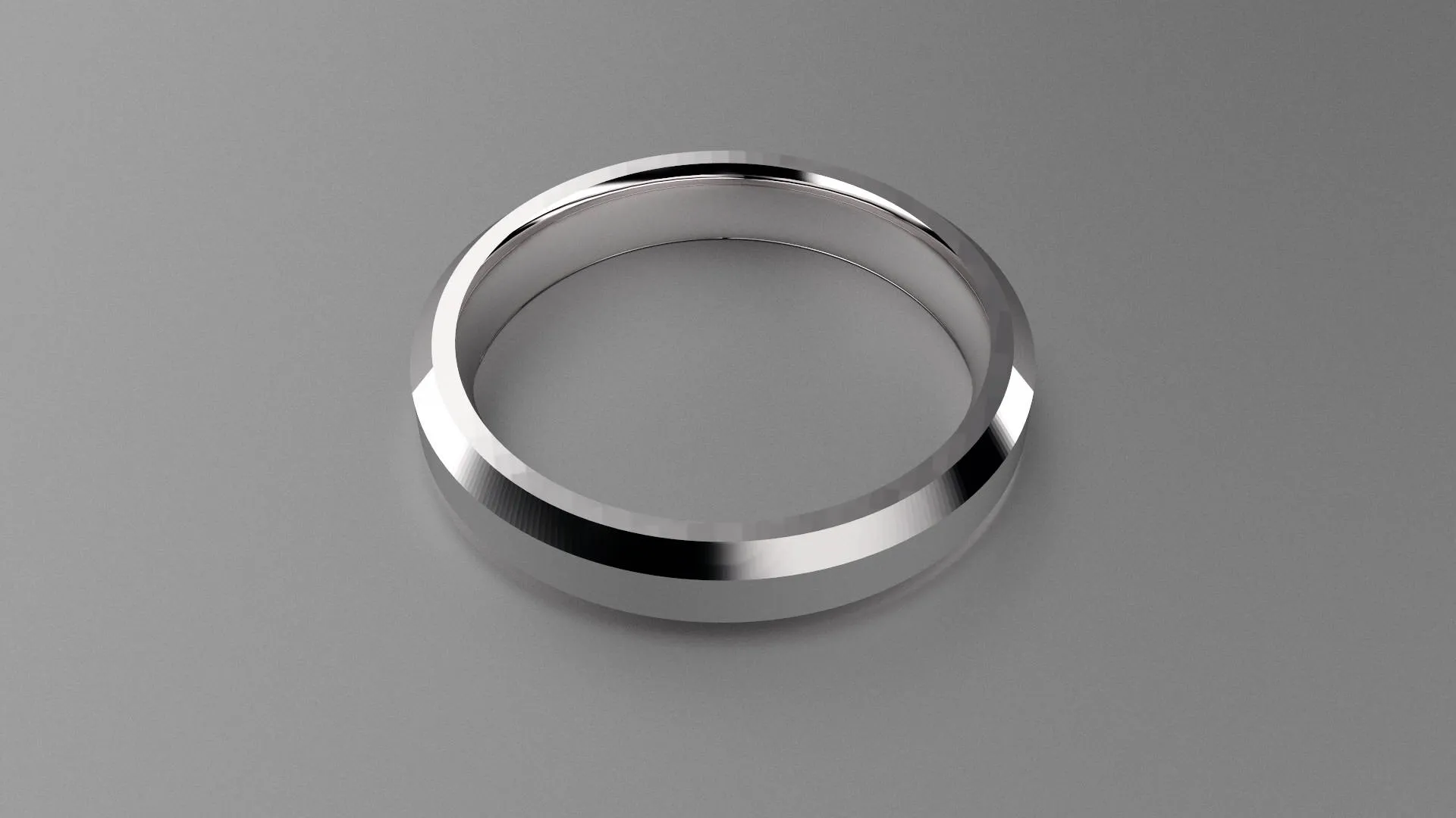Brushed Sterling Silver 4mm Beveled Edge Wedding Band