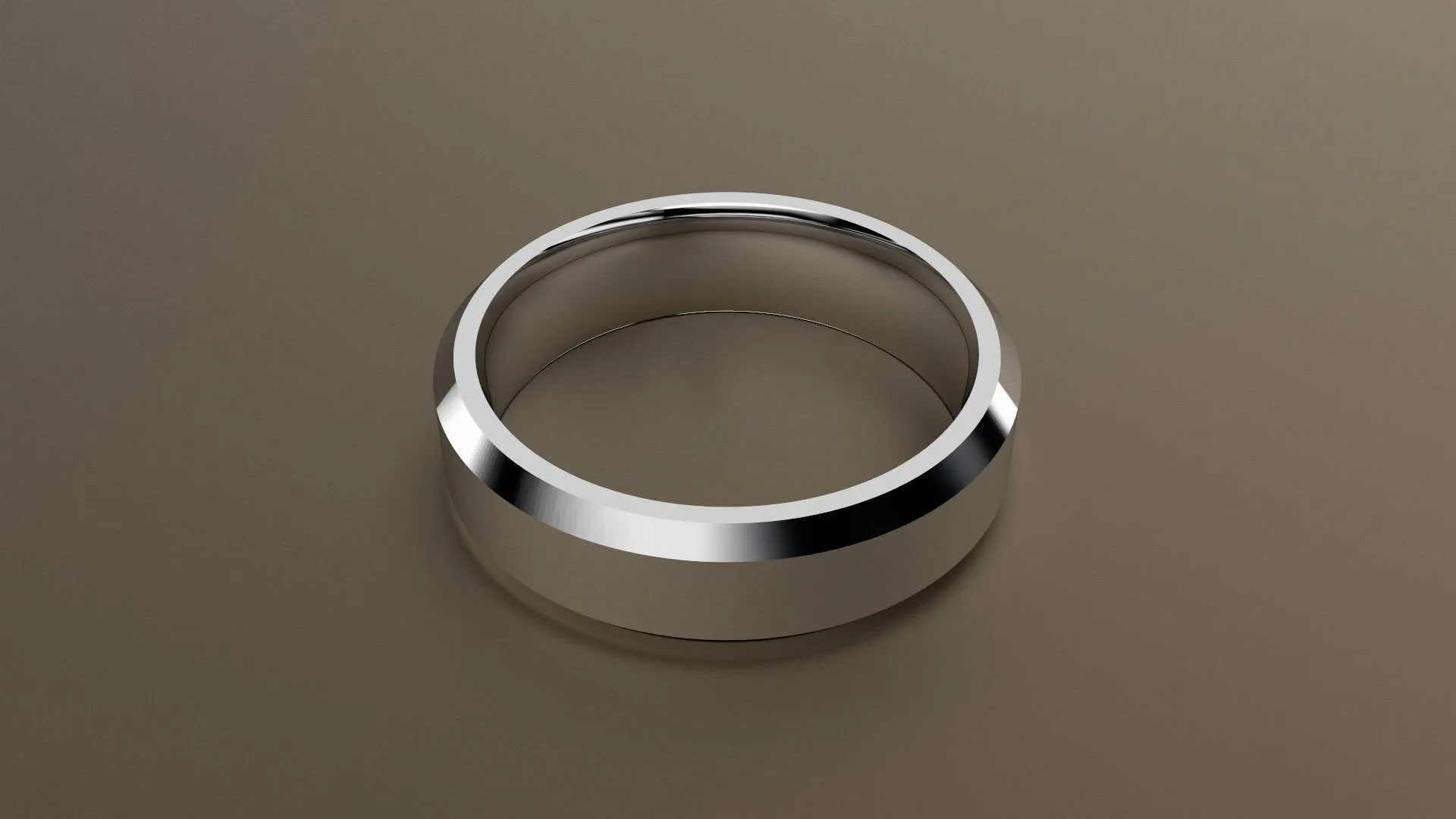 Brushed White Gold 6mm Beveled Edge Wedding Band