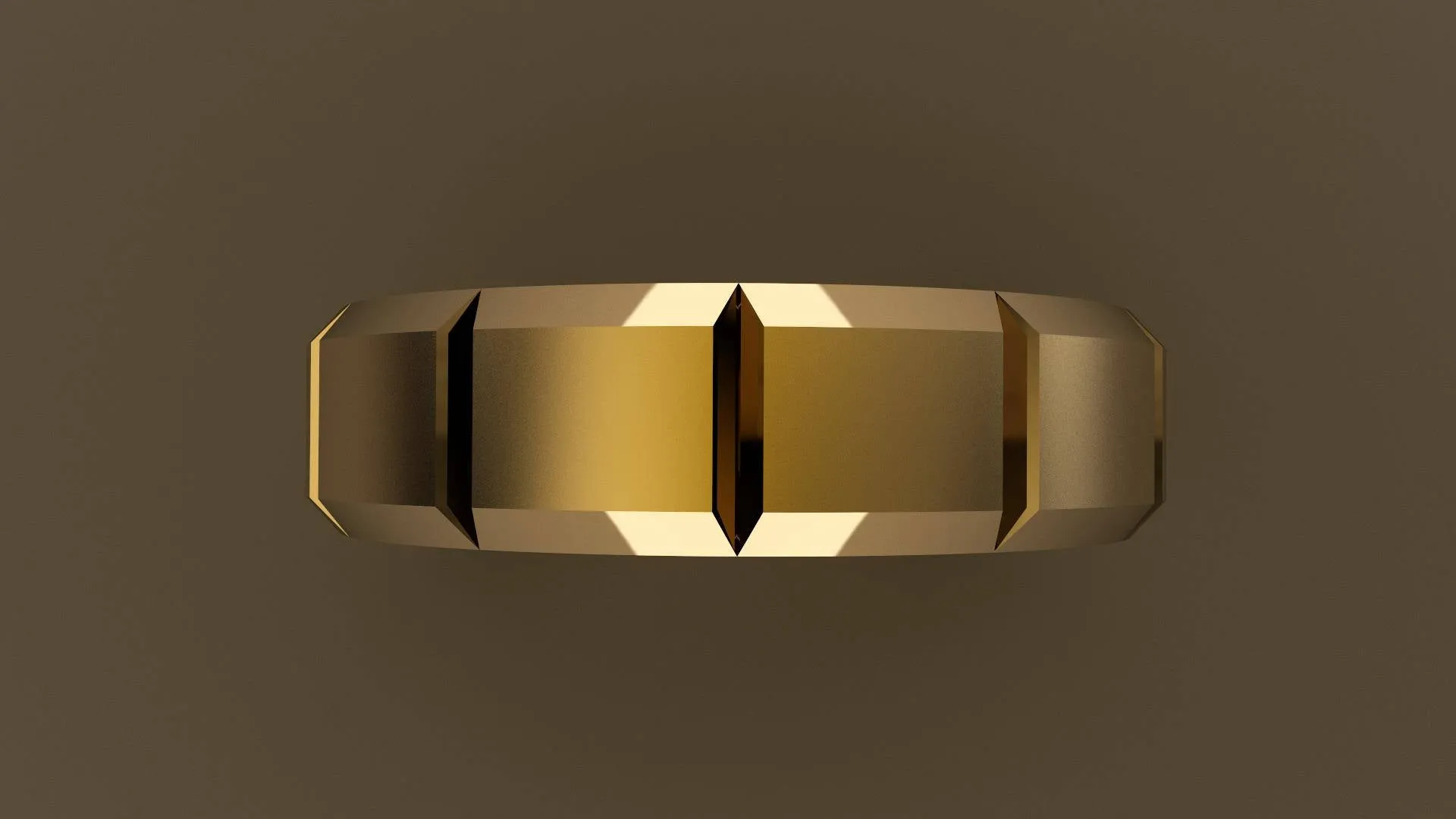 Brushed Yellow Gold 6mm Beveled Edge Segmented Wedding Band
