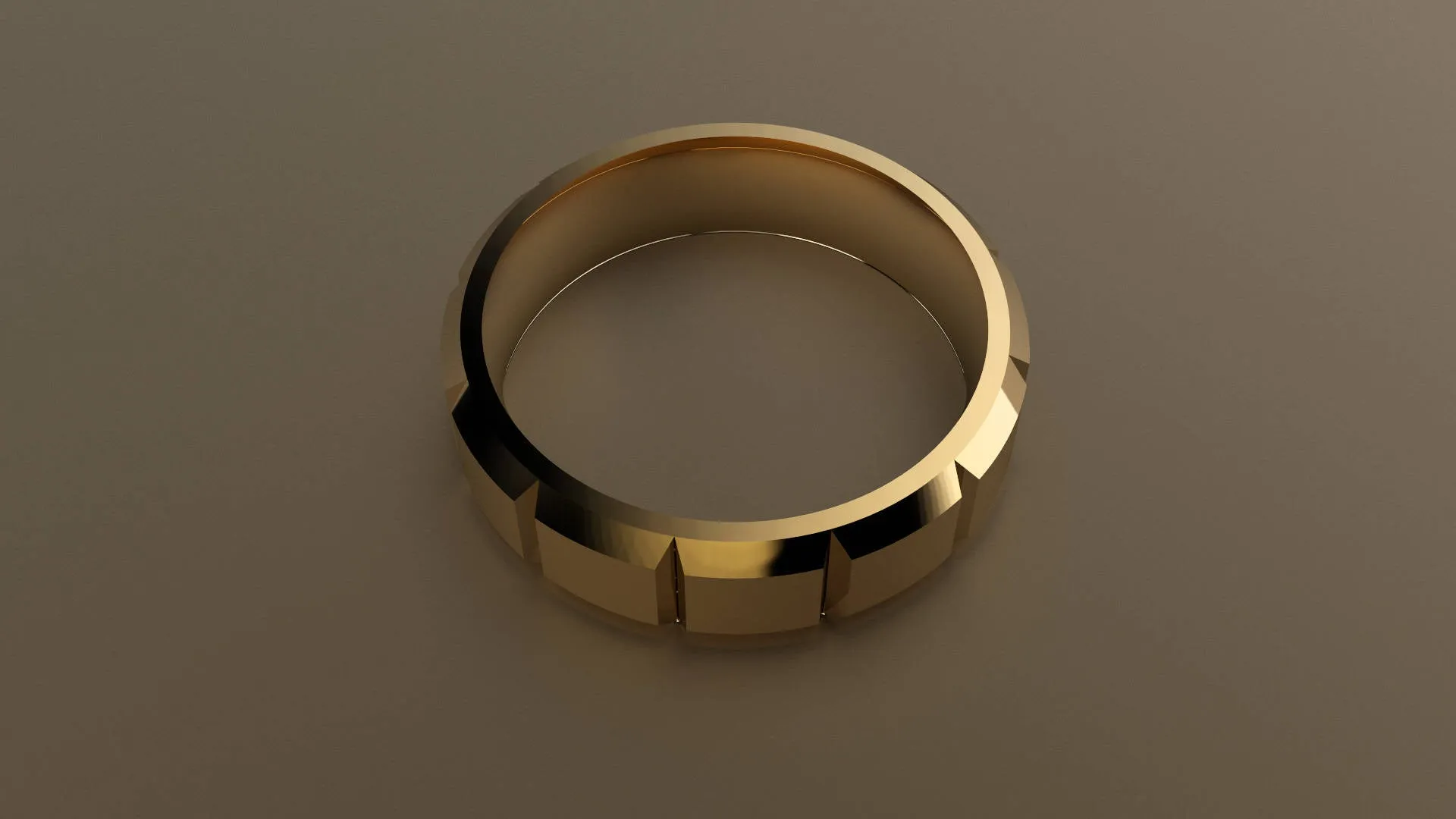 Brushed Yellow Gold 6mm Beveled Edge Segmented Wedding Band