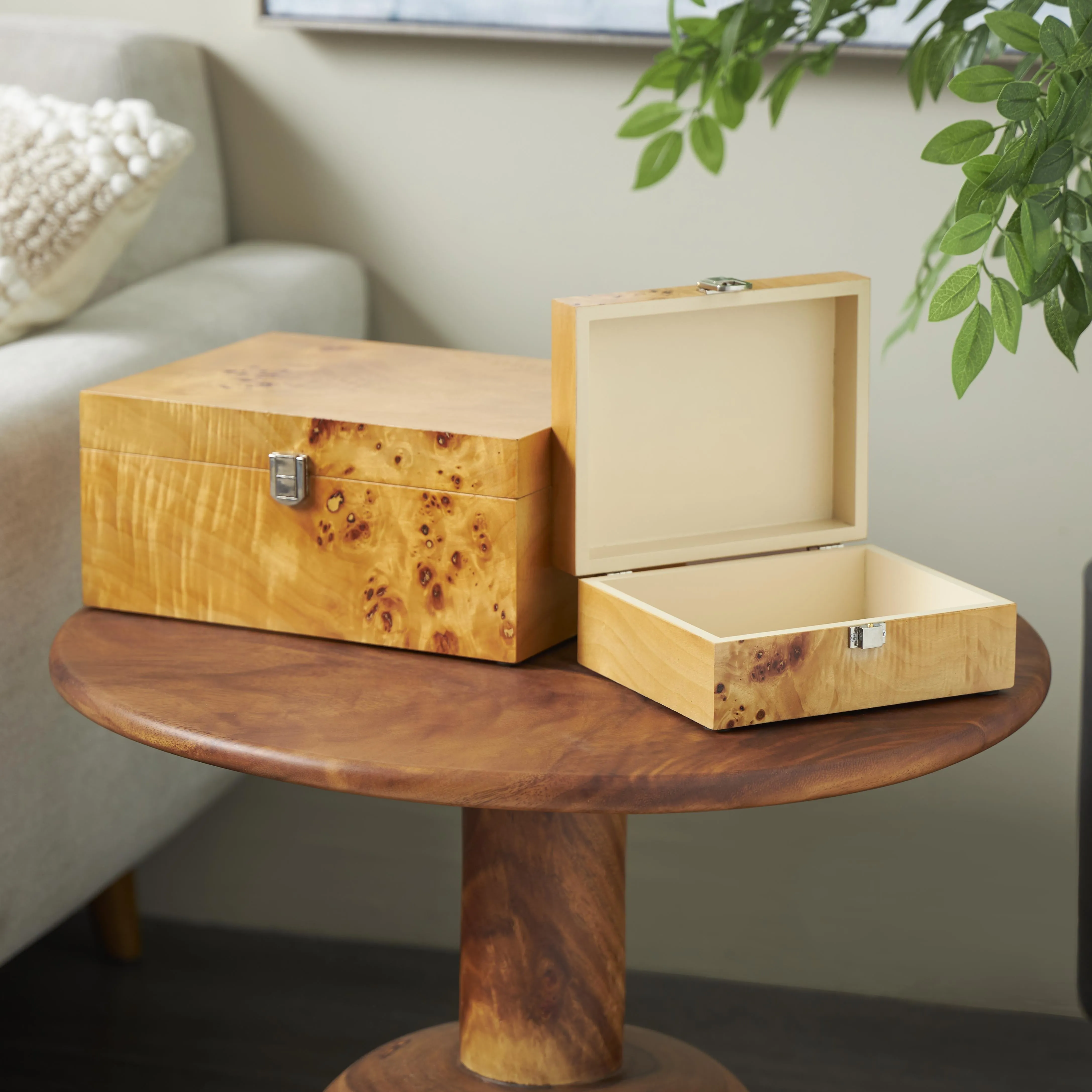 BURLED WOOD BOXES