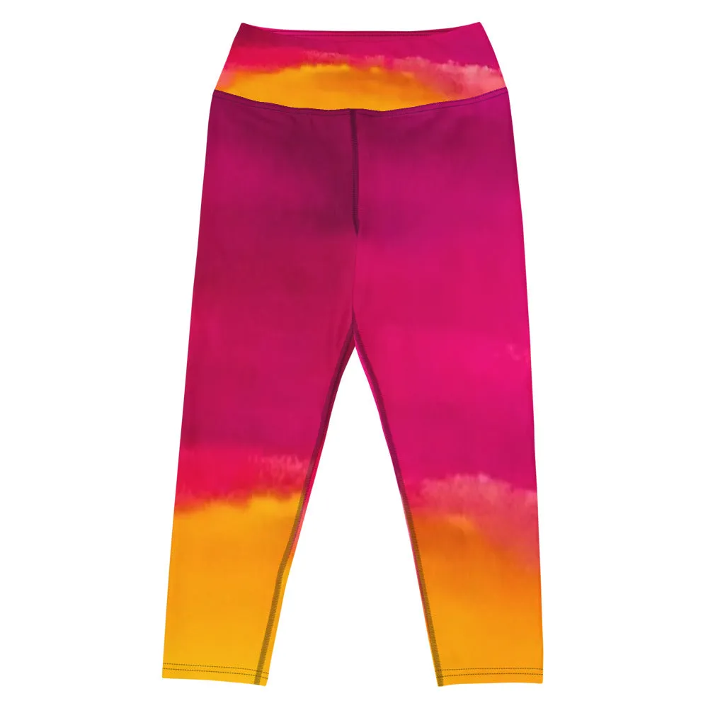 Burst of Pink Yoga Capri Leggings