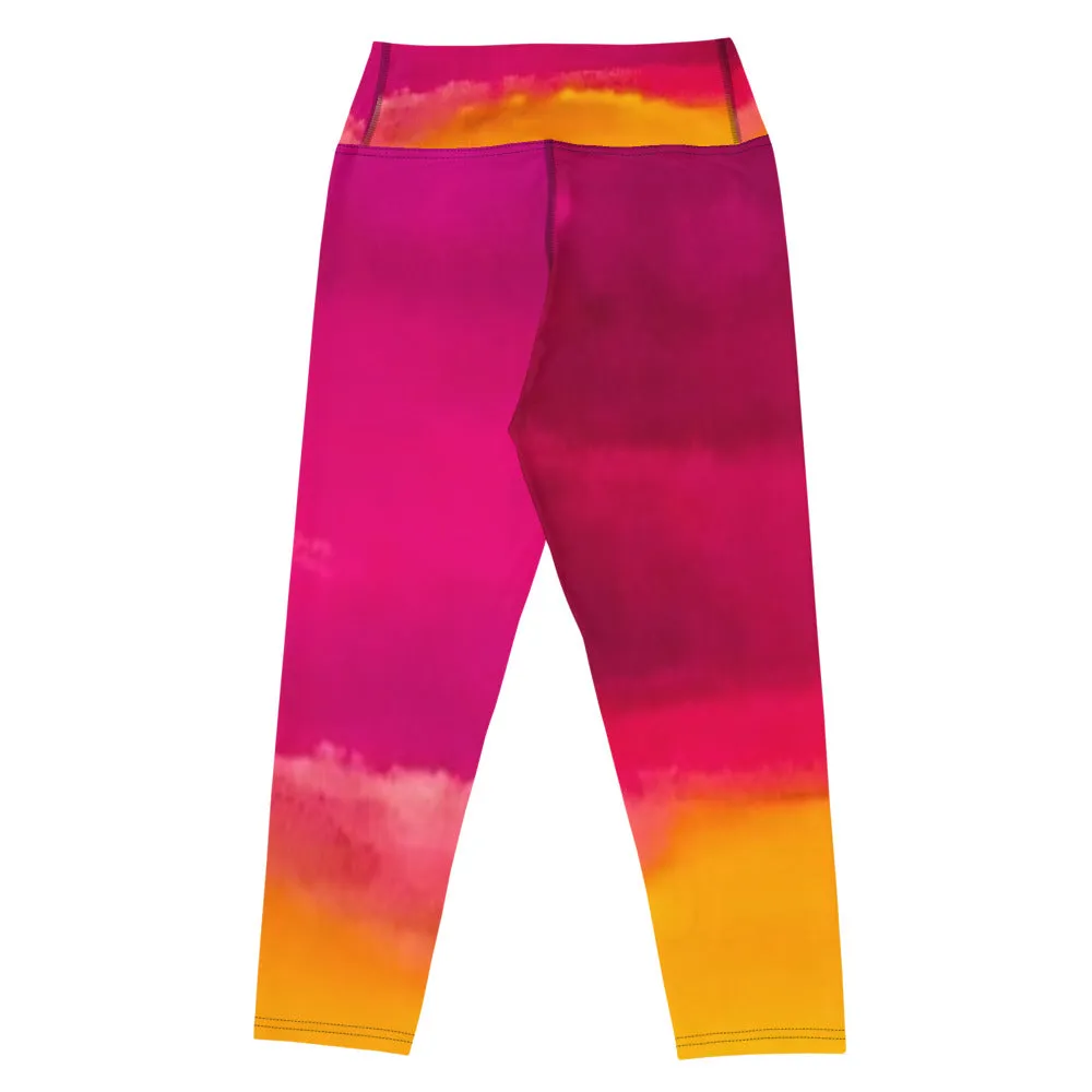 Burst of Pink Yoga Capri Leggings