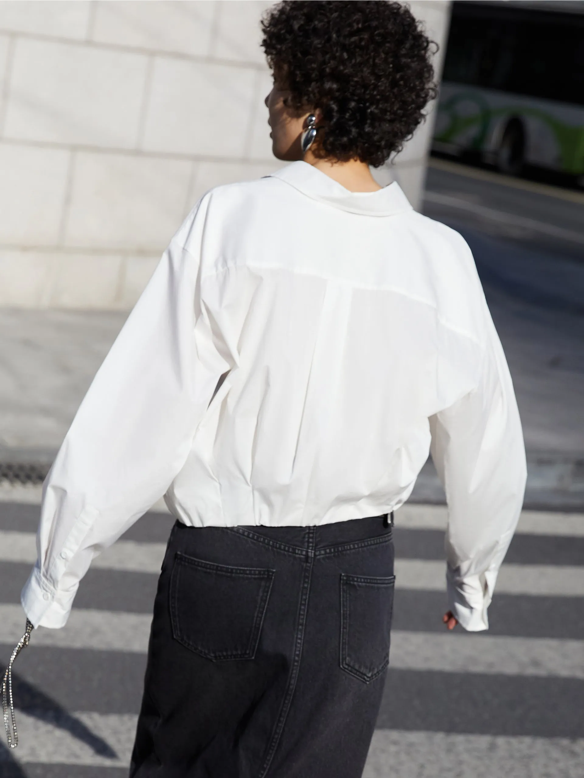 Button Up Puff Sleeved Top