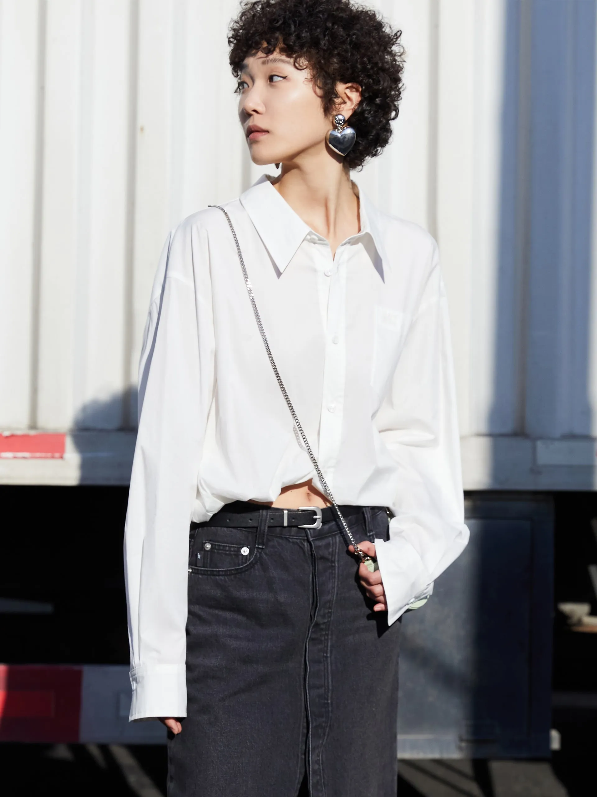 Button Up Puff Sleeved Top
