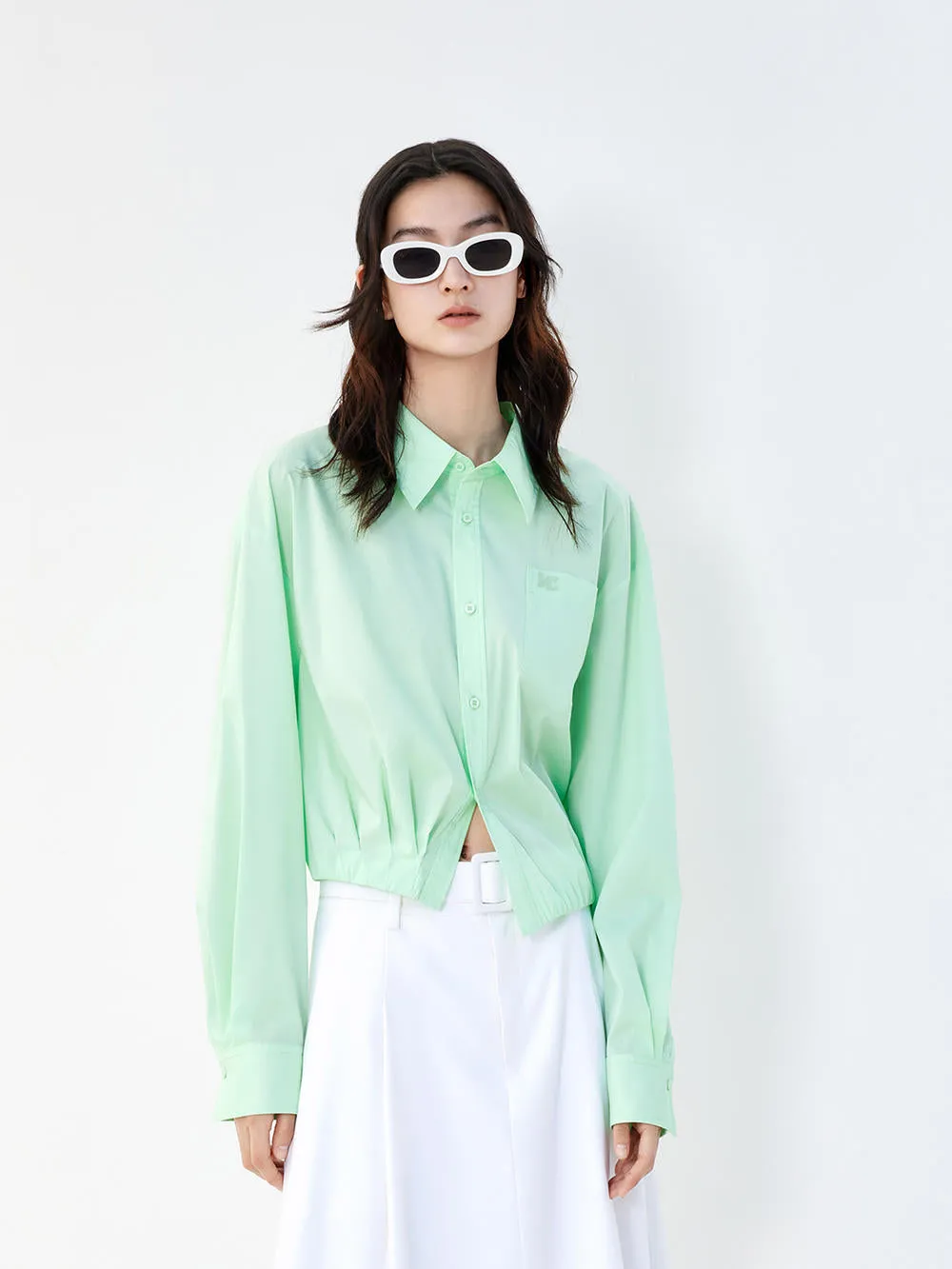 Button Up Puff Sleeved Top