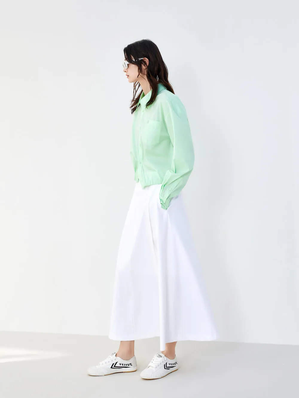 Button Up Puff Sleeved Top