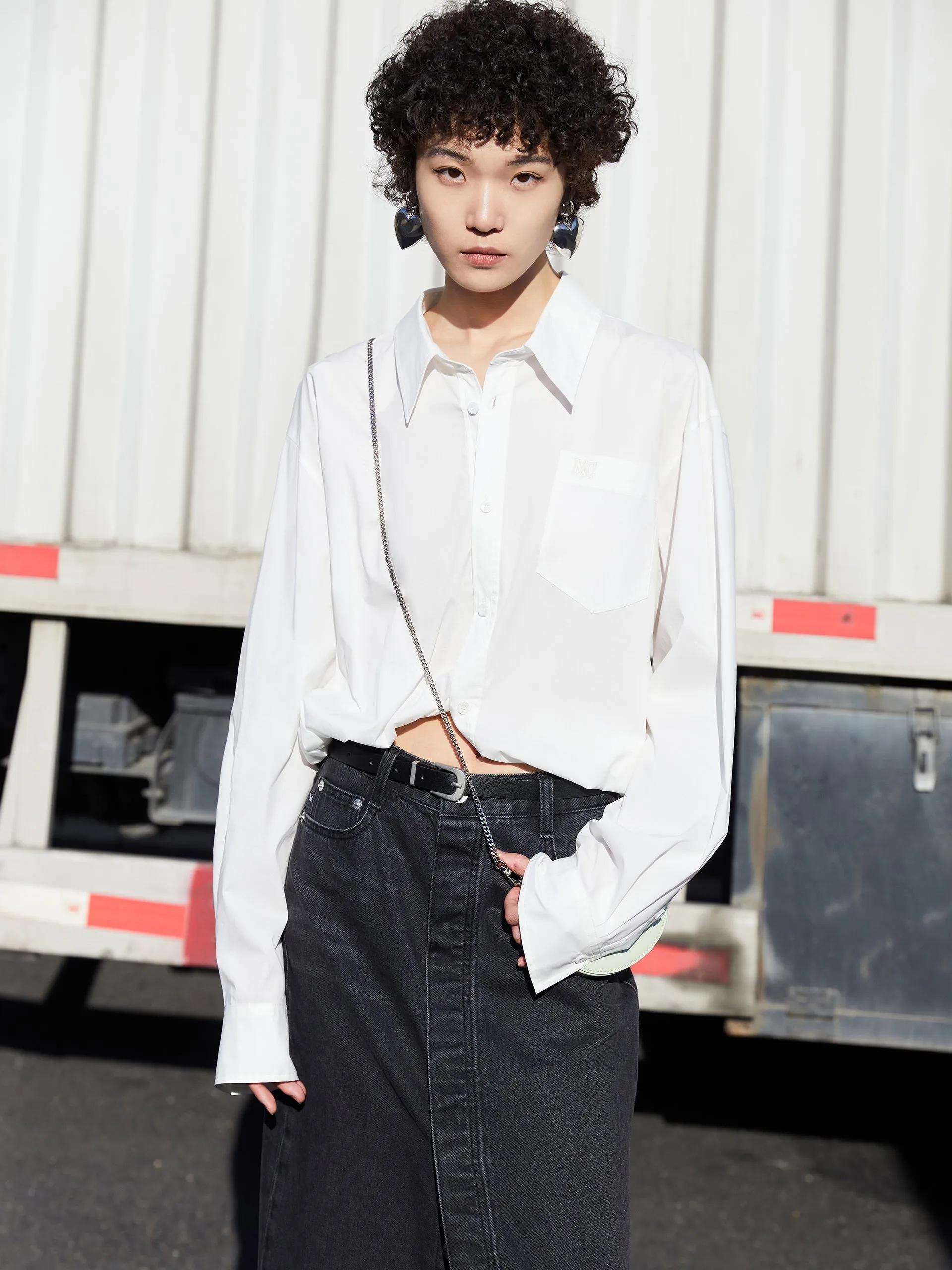 Button Up Puff Sleeved Top