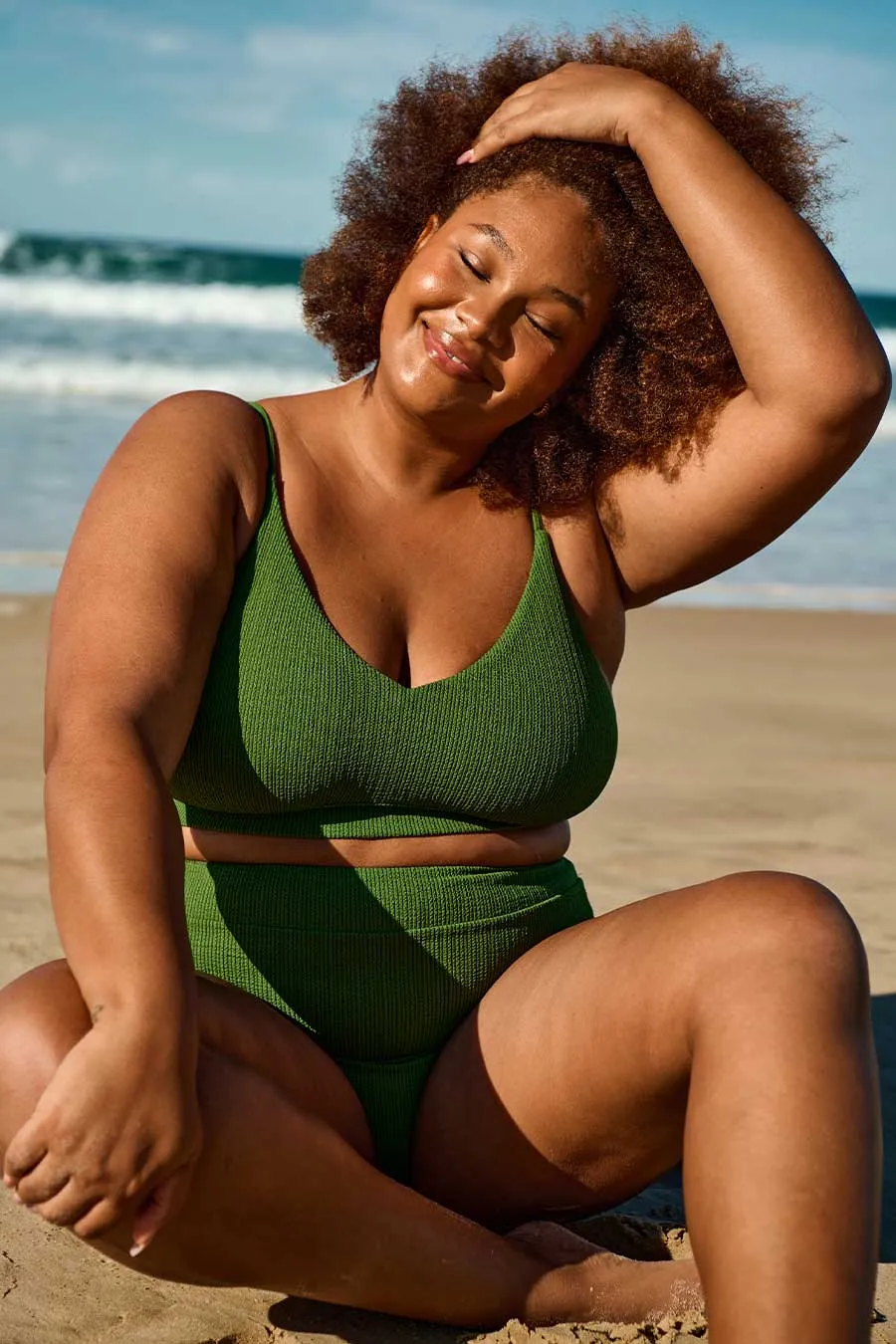 Byron Adjustable Bikini Top - Khaki Texture