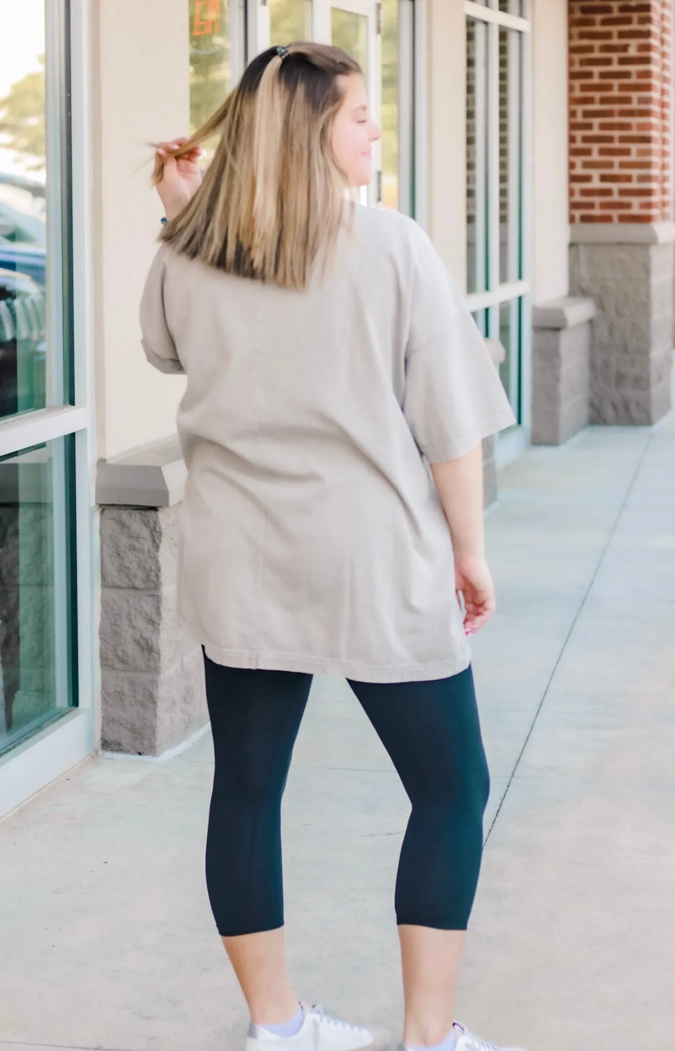 Call Me Casual Faux Pocket Tee in Lt. Mudd