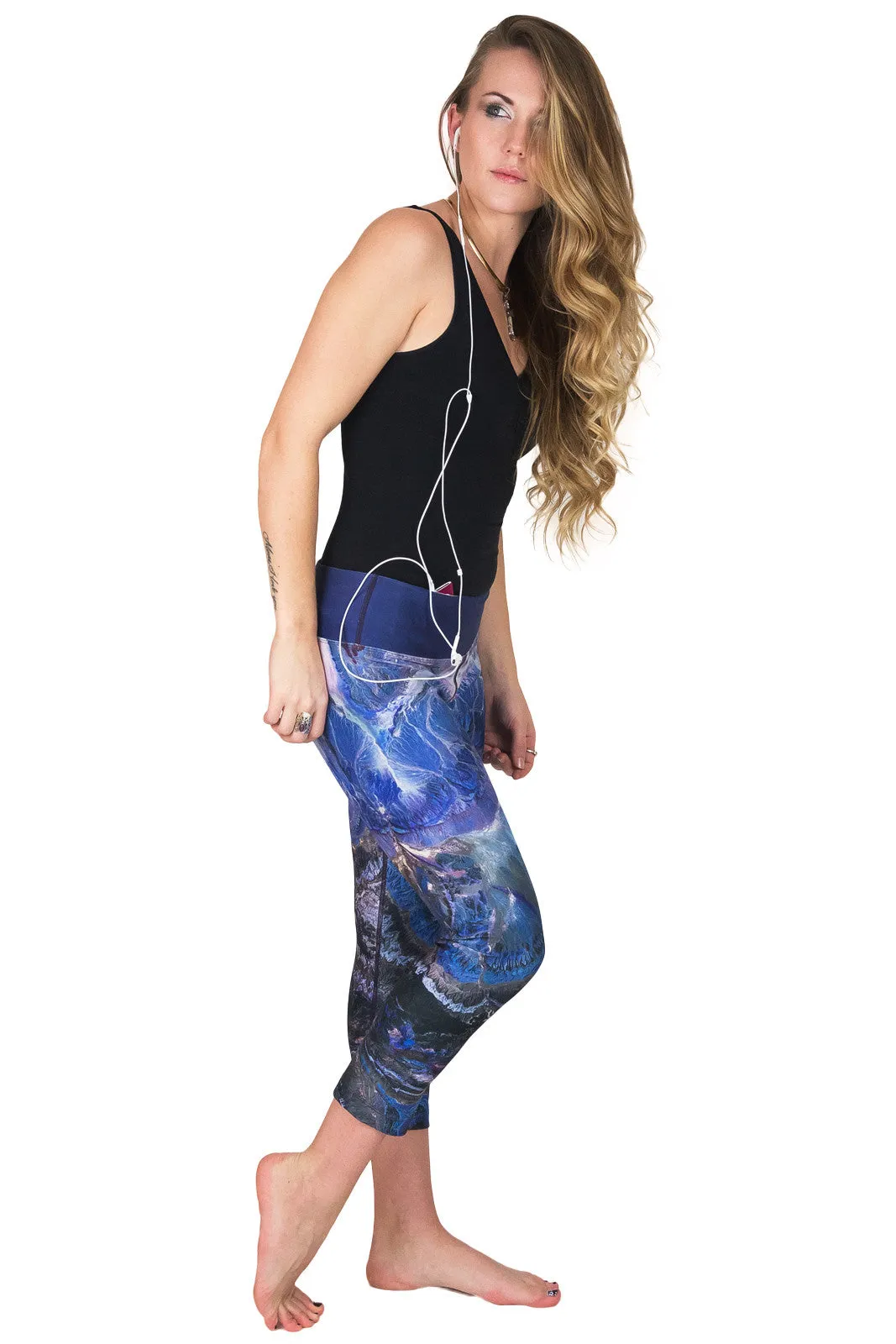 Capri Leggings - Colorful Printed Yoga Leggings - Atlas Mountains
