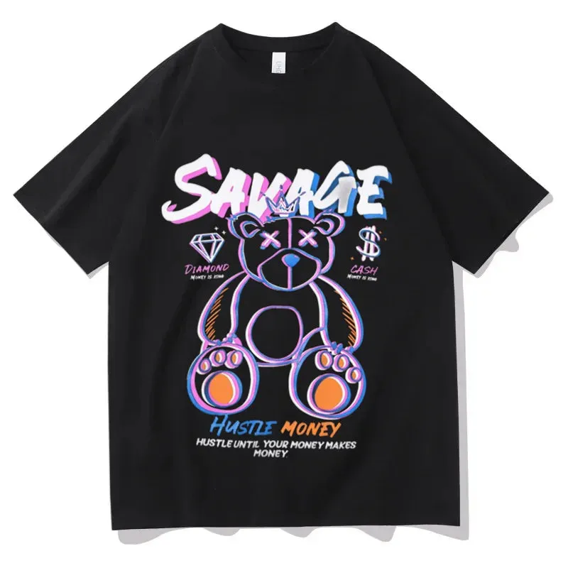 Cartoon Print Short Sleeves T-shirt Tee shirt Sweatshirt