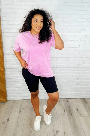 Casual Basic Drop Shoulder Oversized Tee in Bright Mauve
