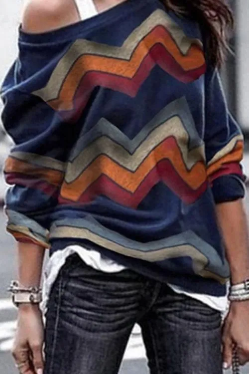 Casual Batch Print Striped T-shirt