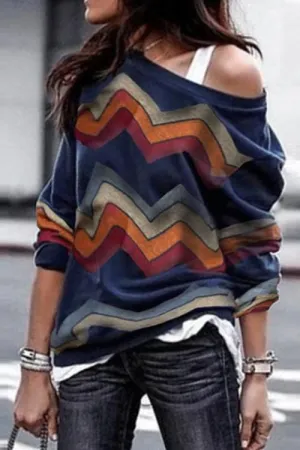 Casual Batch Print Striped T-shirt