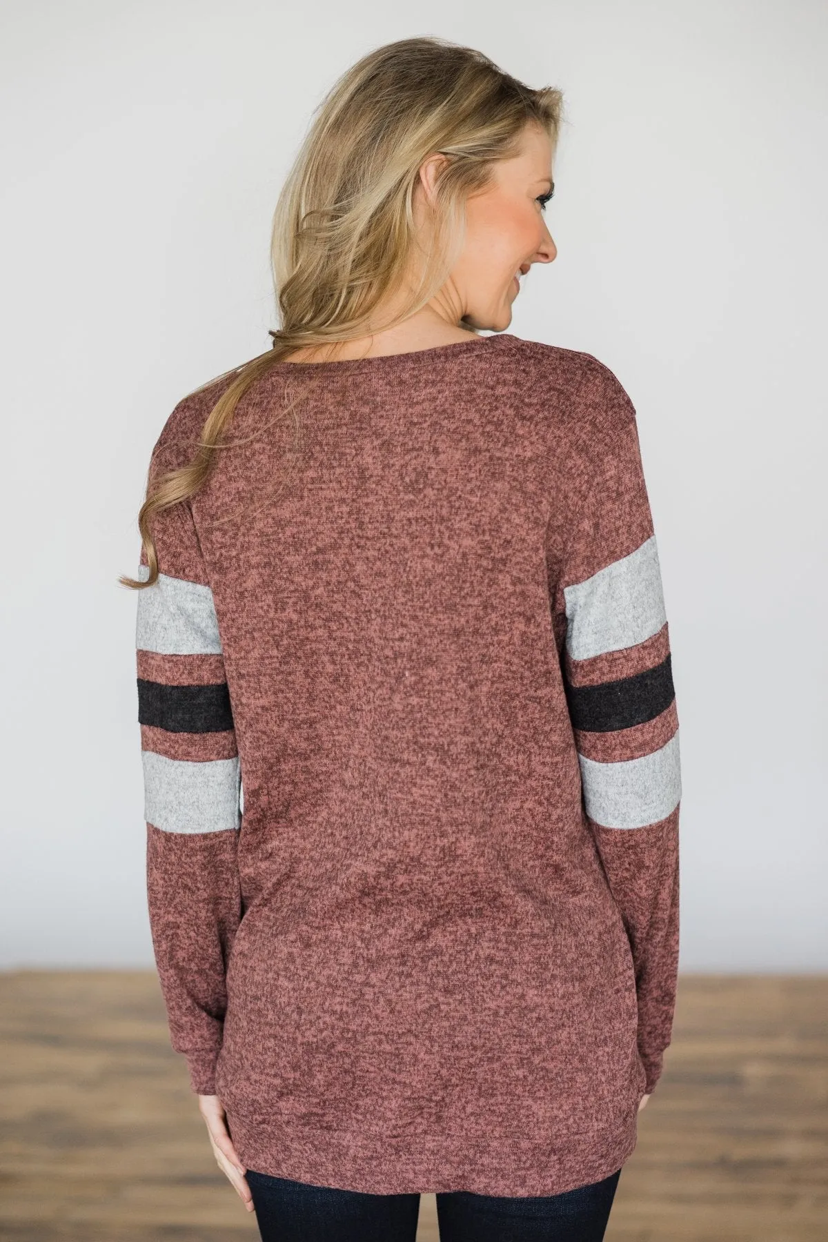 Casual Beauty Long Sleeve Top - Maroon