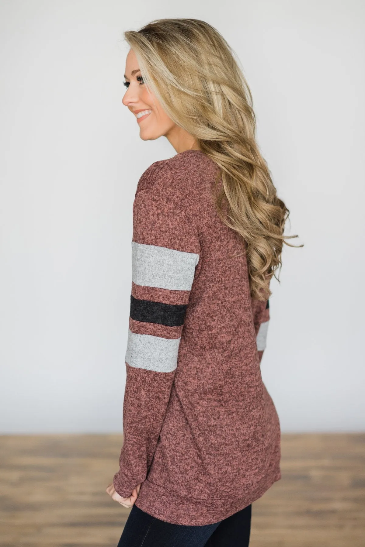 Casual Beauty Long Sleeve Top - Maroon