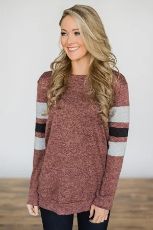 Casual Beauty Long Sleeve Top - Maroon