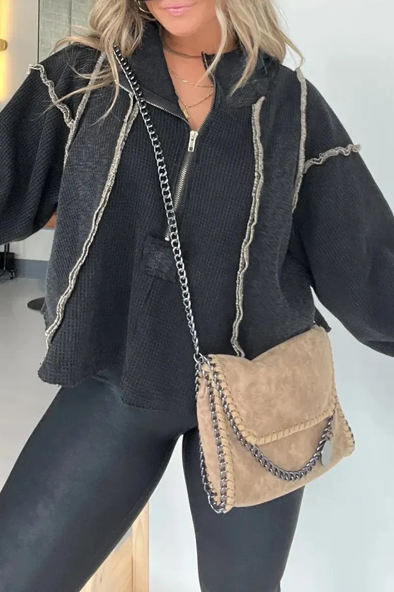 Casual Solid Make Old Turndown Collar Tops