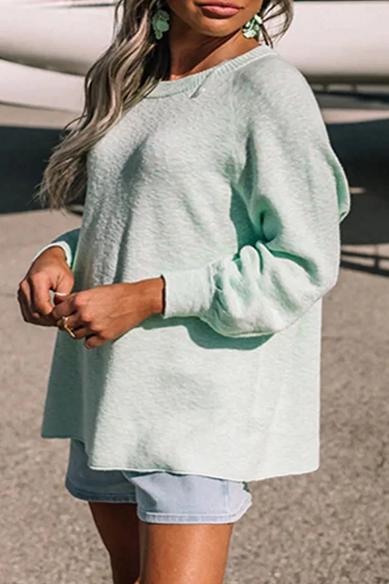 Casual Solid O Neck Tops