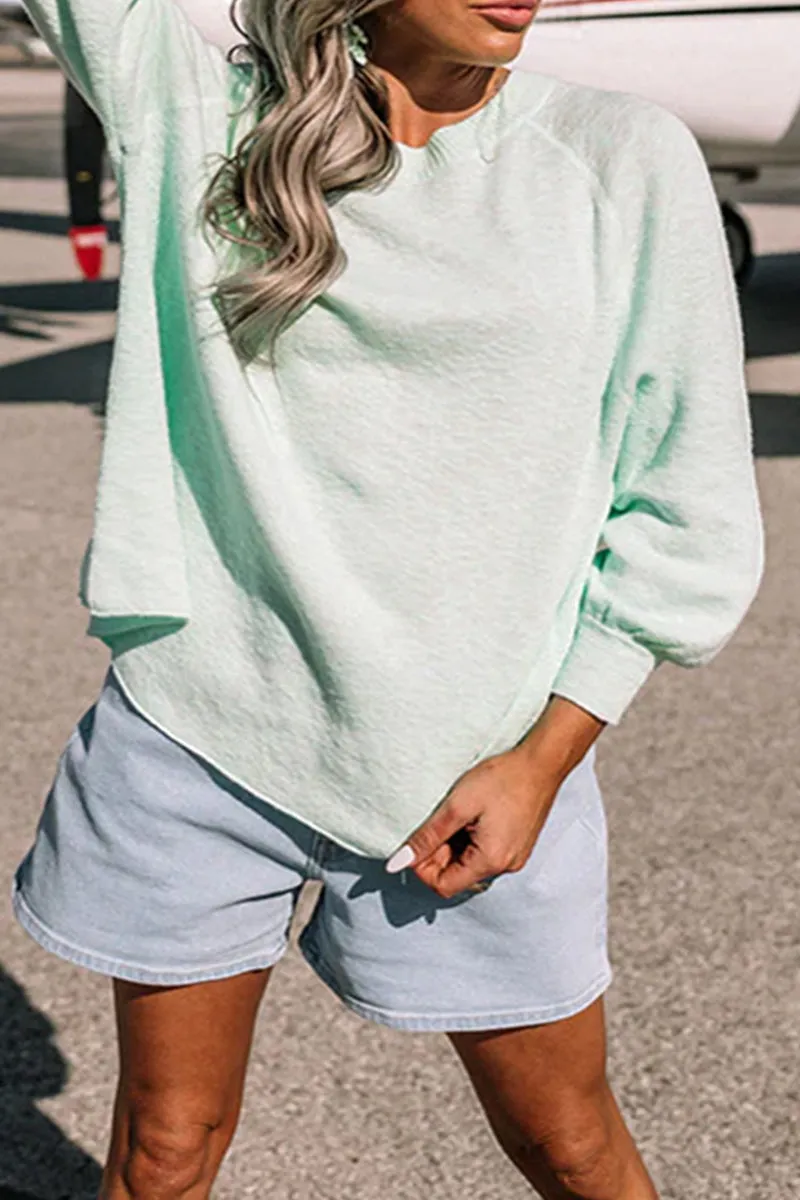Casual Solid O Neck Tops