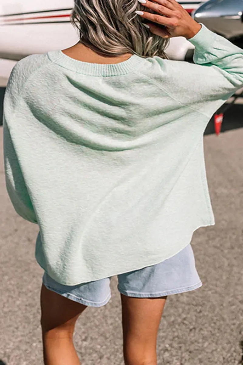 Casual Solid O Neck Tops