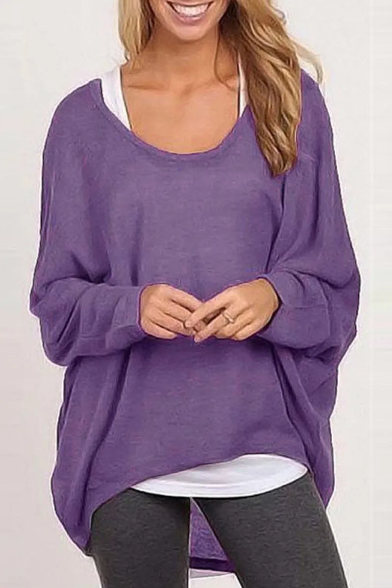 Casual Solid Patchwork O Neck Tops