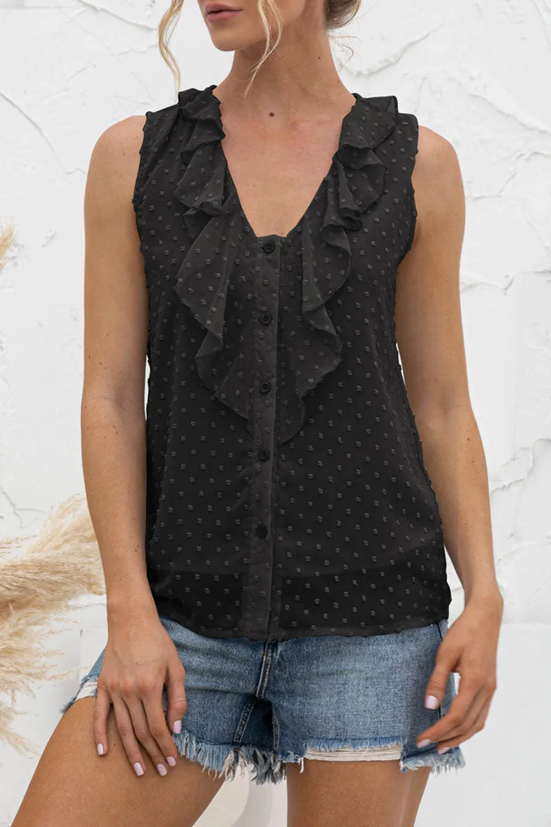 Casual Solid Split Joint V Neck Tops
