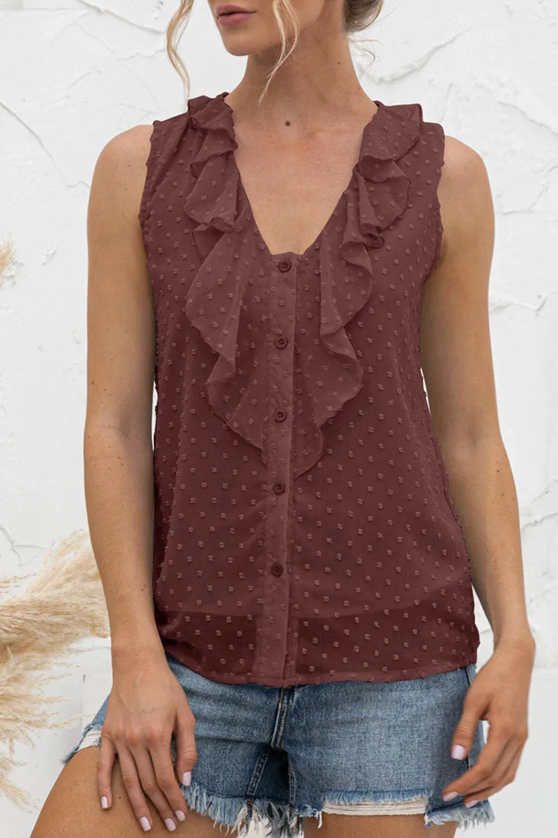Casual Solid Split Joint V Neck Tops