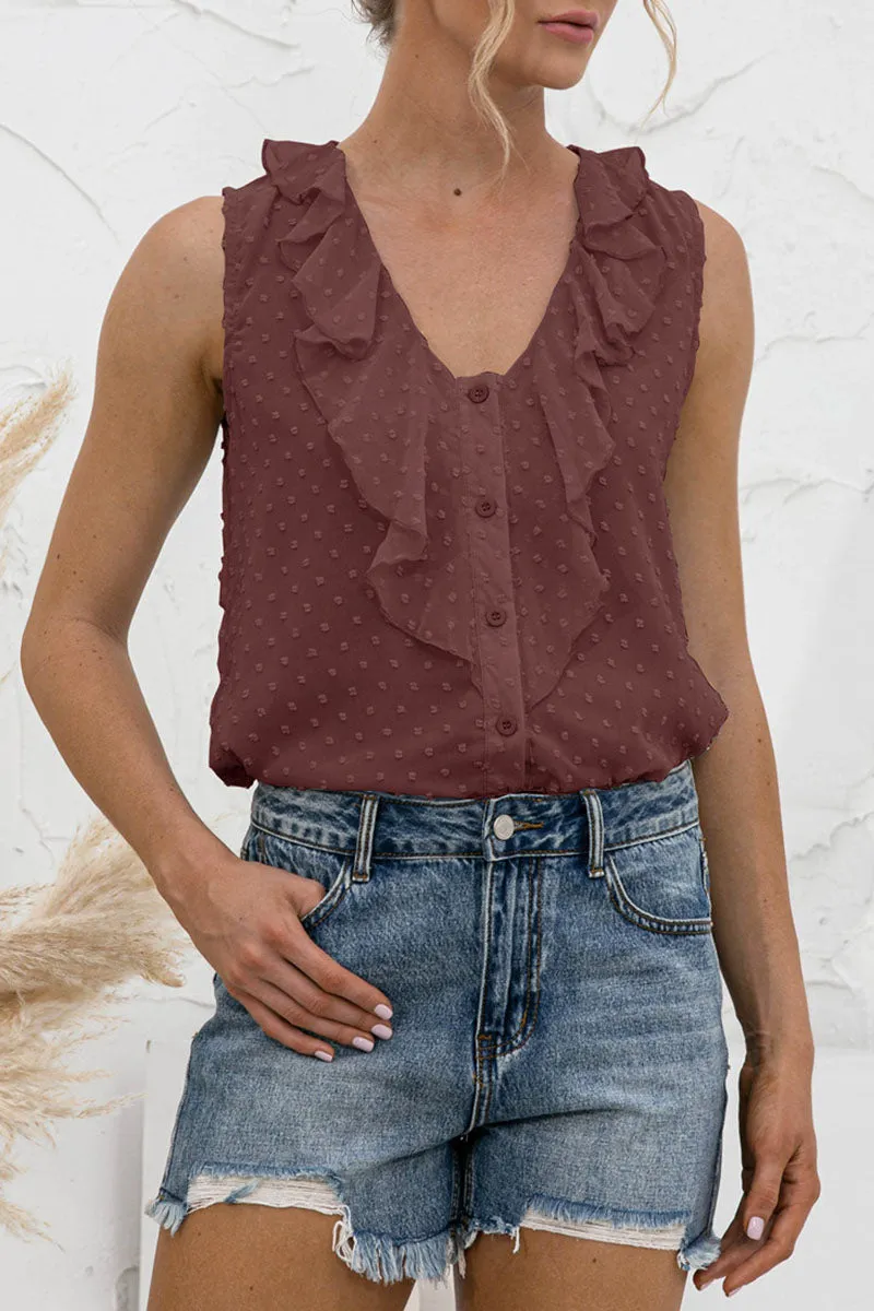 Casual Solid Split Joint V Neck Tops