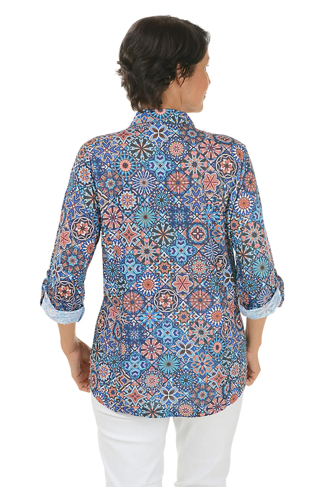 Cathedral Glass Roll-Tab Knit Shirt