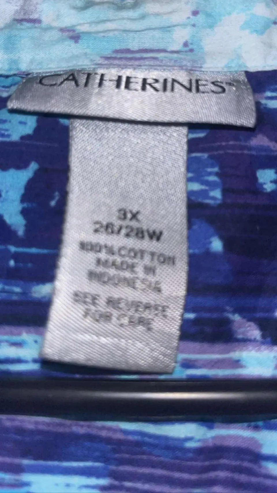 Catherine's Blue & White Button Up Shirt (Size 3X)