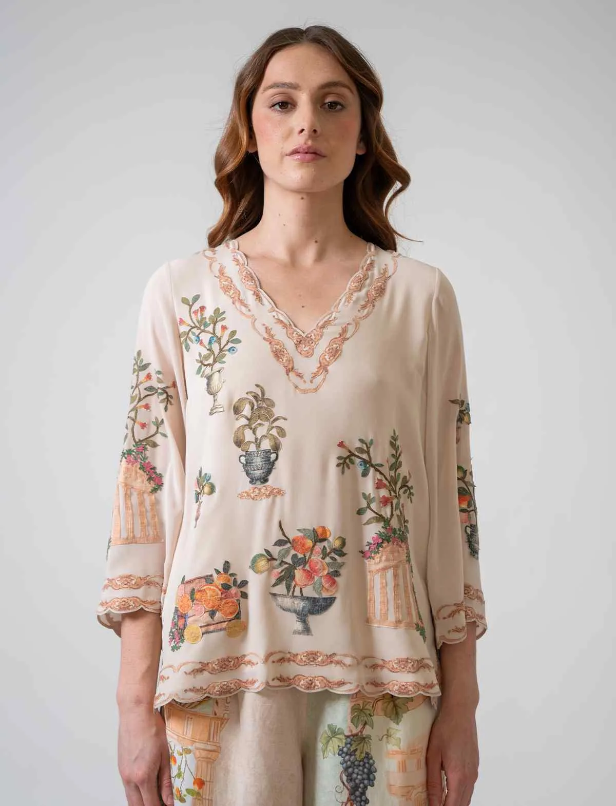 Celina beige floral top