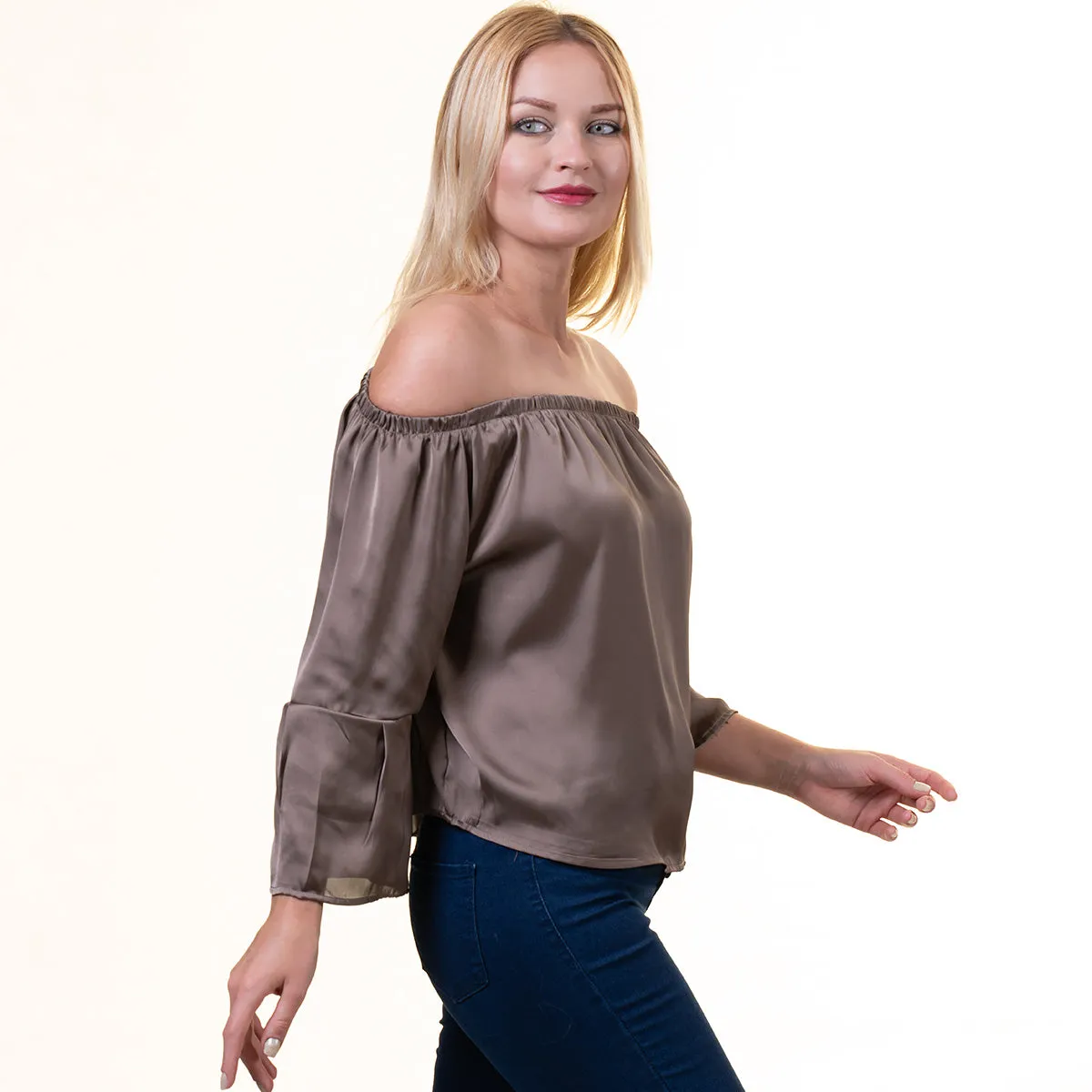 Celino European Made Casual Tops 3/4 Sleeve Off Shoulder Blouse for Women