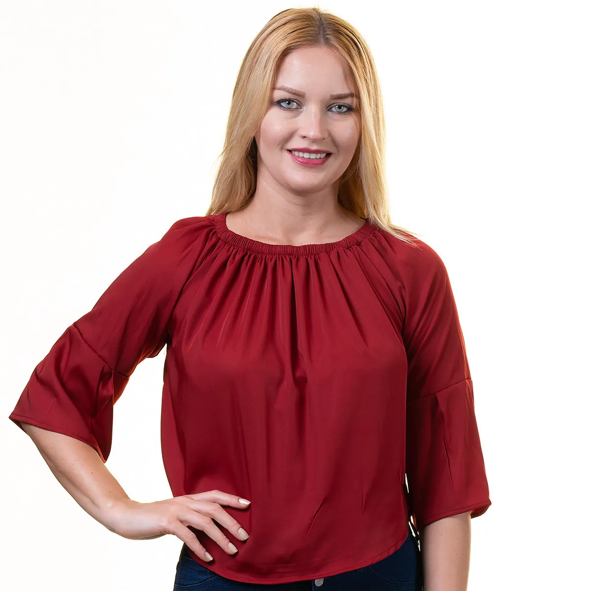 Celino European Made Casual Tops 3/4 Sleeve Off Shoulder Blouse for Women