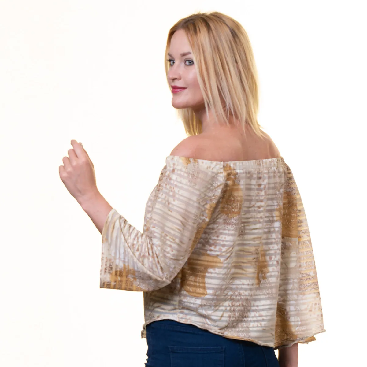 Celino European Made Casual Tops 3/4 Sleeve Off Shoulder Blouse for Women