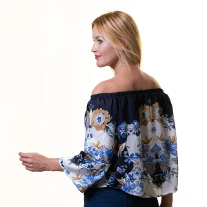 Celino European Made Floral Off Shoulder Blouse Shirt Tops for Women