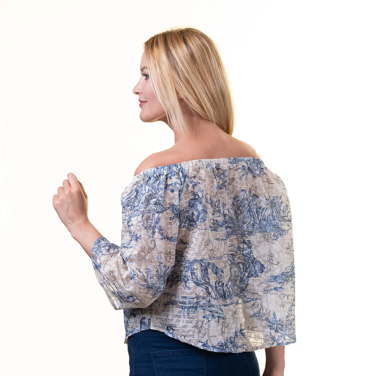 Celino European Made Floral Off Shoulder Blouse Shirt Tops for Women[
