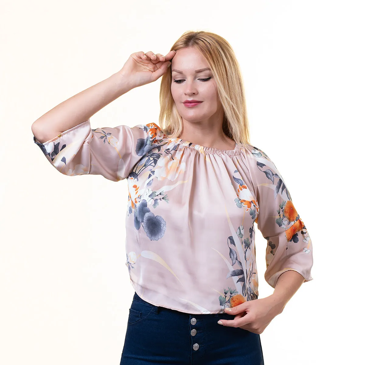 Celino European Made Floral Off Shoulder Blouse Shirt Tops for Women