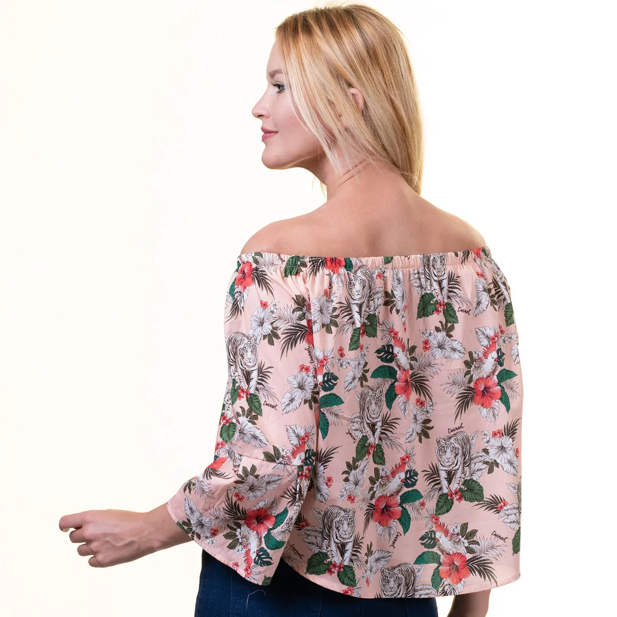 Celino European Made Floral Off Shoulder Blouse Shirt Tops for Women