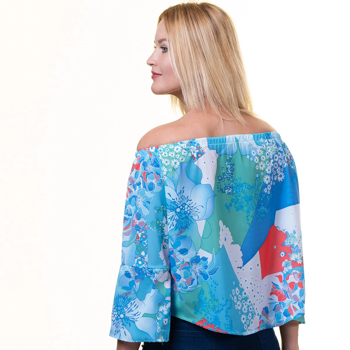 Celino European Made Floral Off Shoulder Blouse Shirt Tops for Women