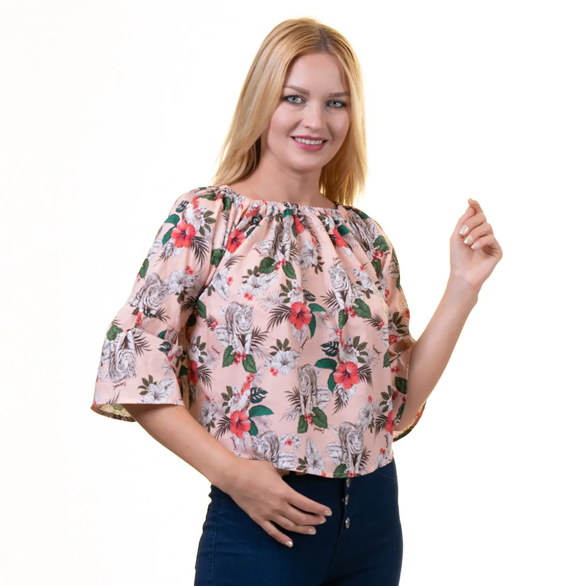 Celino European Made Floral Off Shoulder Blouse Shirt Tops for Women