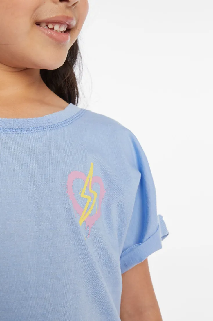 Chaser Brand Bolt Heart Tee Hydrangea